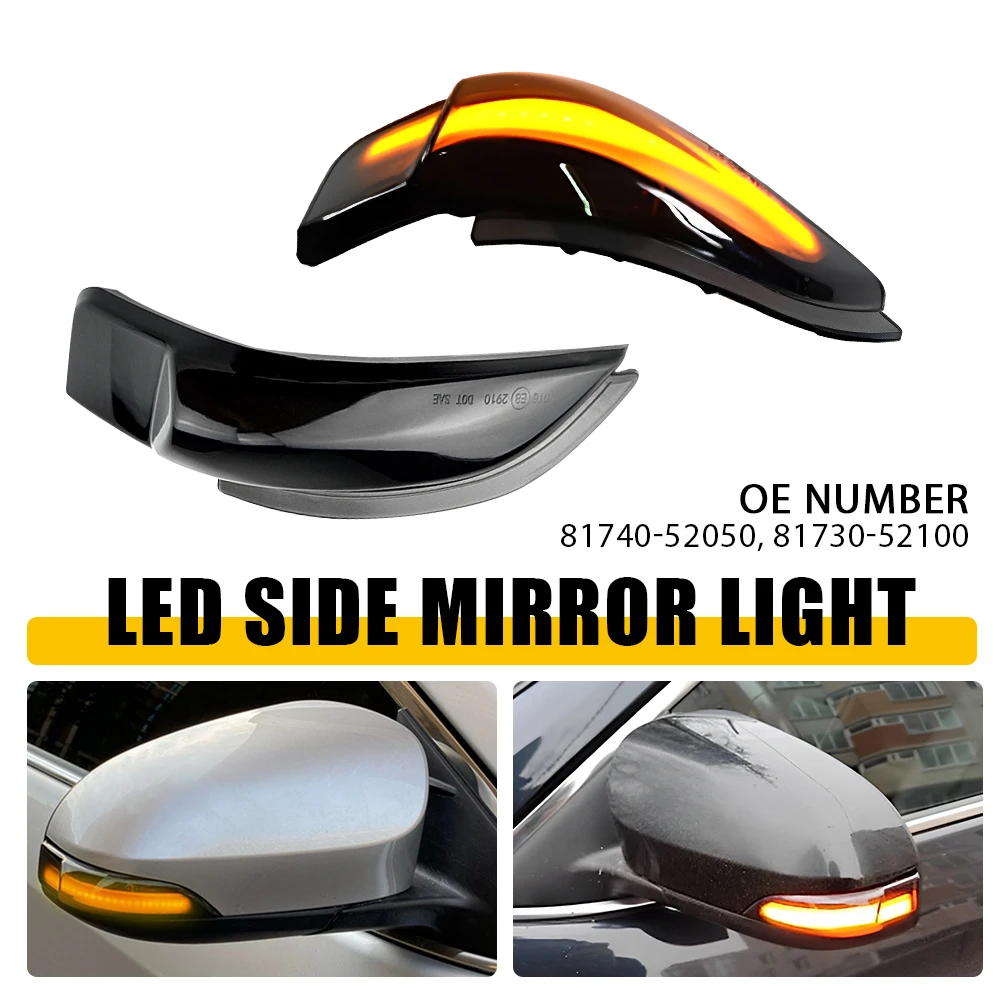 

2 шт. автомобильный светильник под зеркалом заднего вида, динамический указатель поворота, янтарный для Toyota Camry XV50 Corolla E170 Prius C Avalon Vios