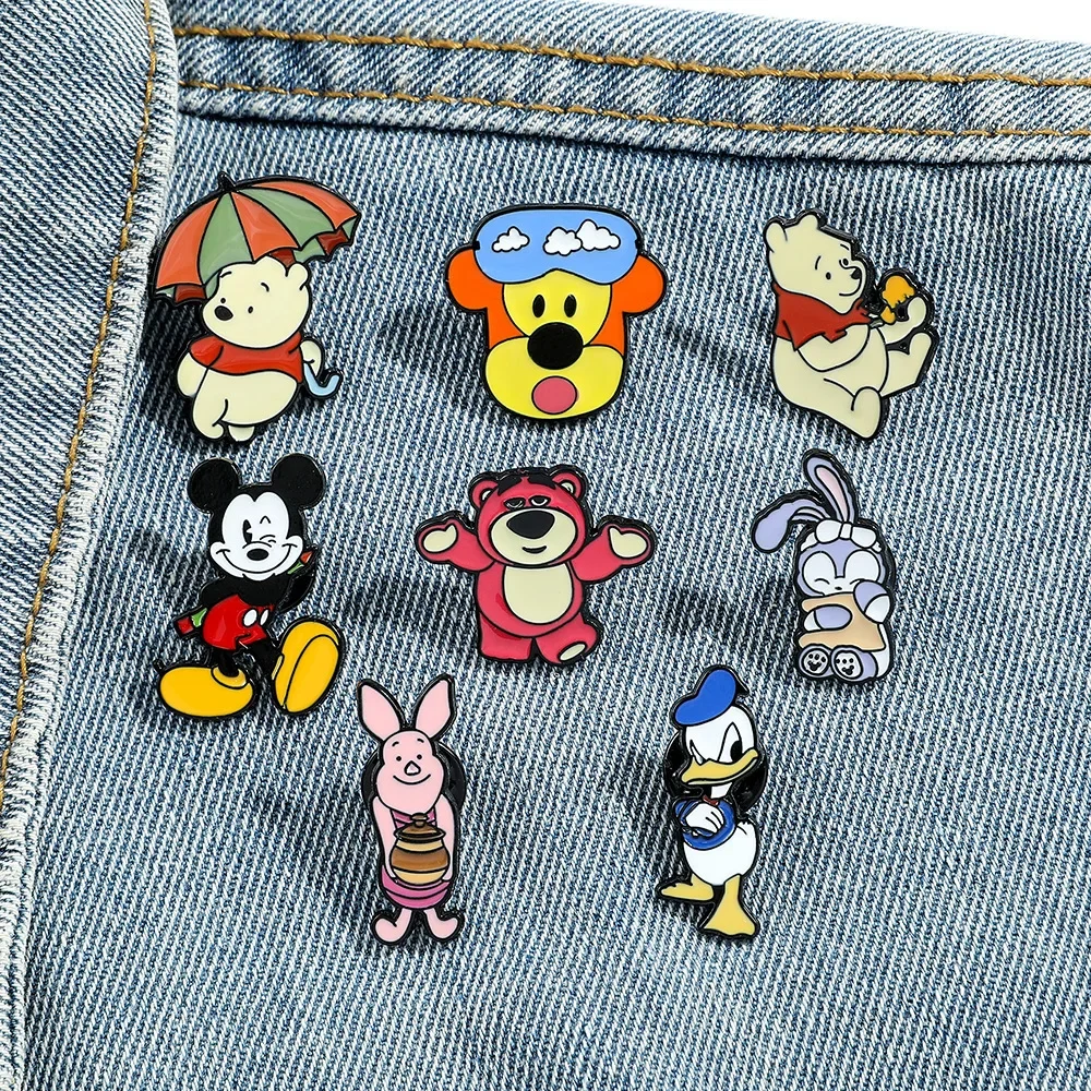 Disney Mickey Mouse Lotso Brooch Cartoon Enamel Pins Fashion Brooches Denim Lapel Badges Kids Women Men Fashion Jewelry Toy