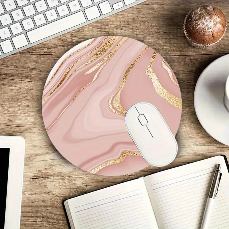 

Devineresse Chic Round Mouse Pad Rose Golden Marble Non-Slip Rubber Office Home Computer Table Mouse Mat Desk Organizer Rug