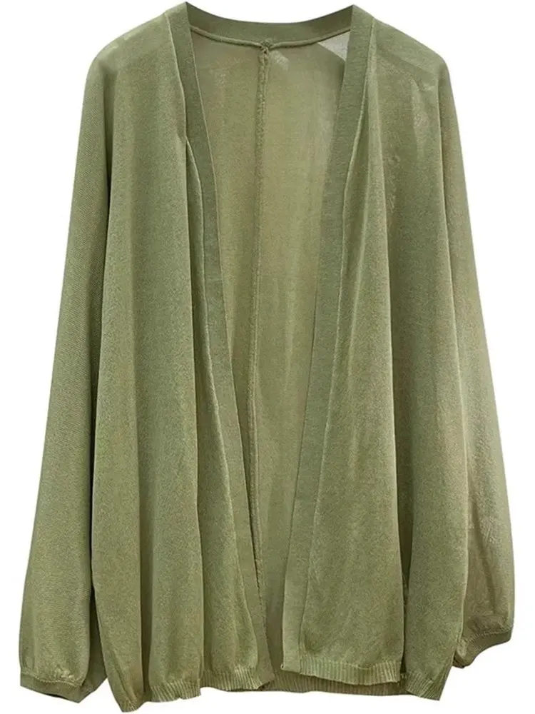 

Женский летний свободный кардиган средней длины больших размеров с защитой от ультрафиолета Sun irt Long Sve V-Ne, корейский кардиган для поездок на работу