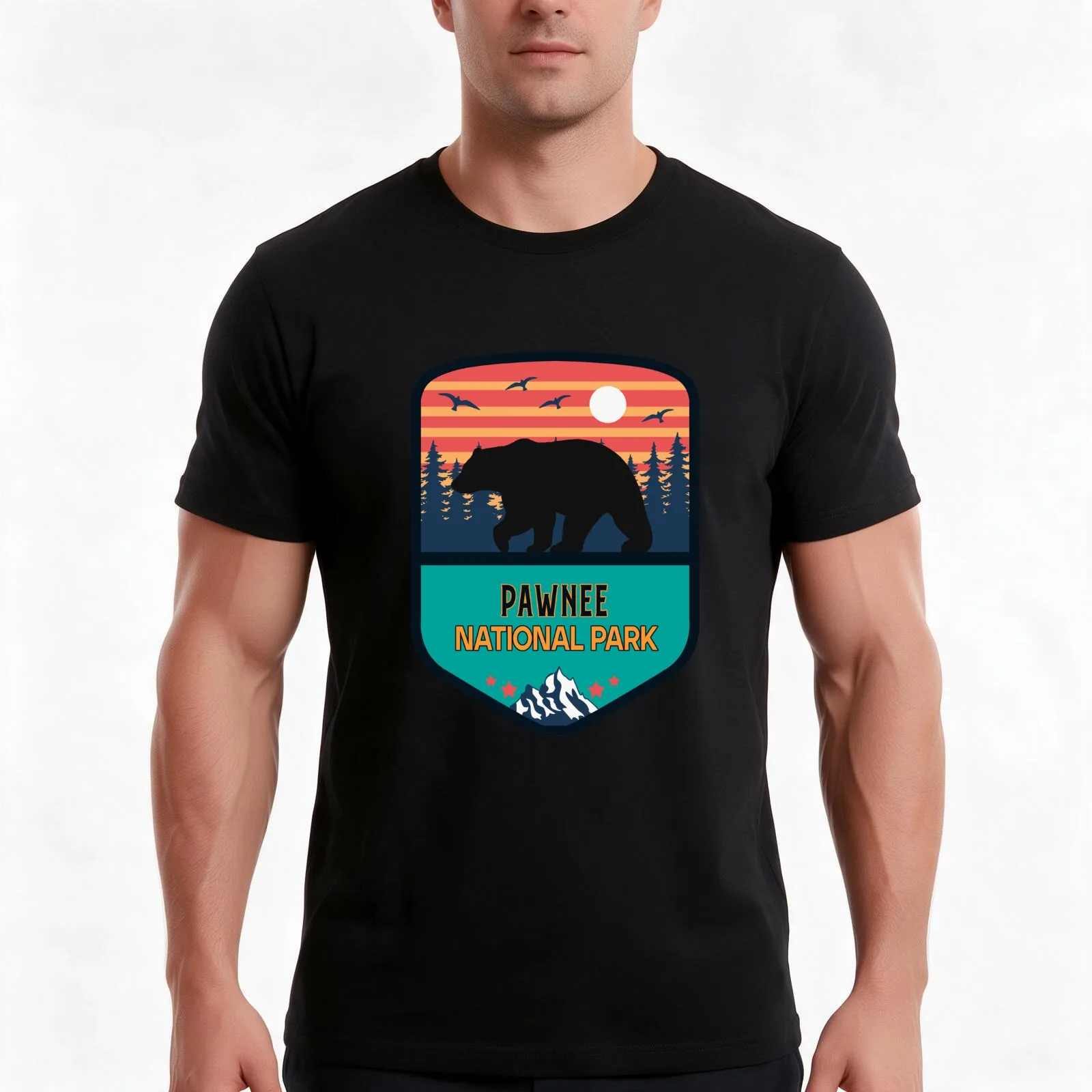 Pawnee National Park T-Shirt, Summer Casual Cotton Tee, Oversized Streetwear Tops, Vintage Graphic Print, Loose Fit Short Sleeve