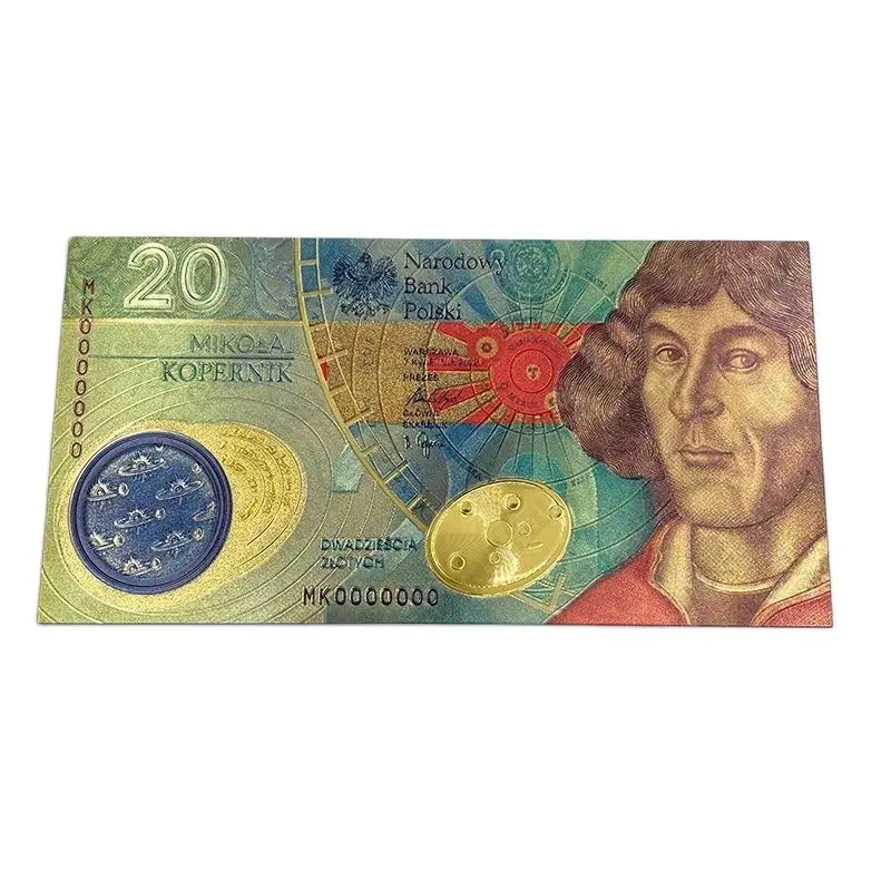 Beautiful Famous Polish Mathematician, Economist and Astronomer Nicolaus Copernicus the 550th Birthday Souvenir Gold Banknotes