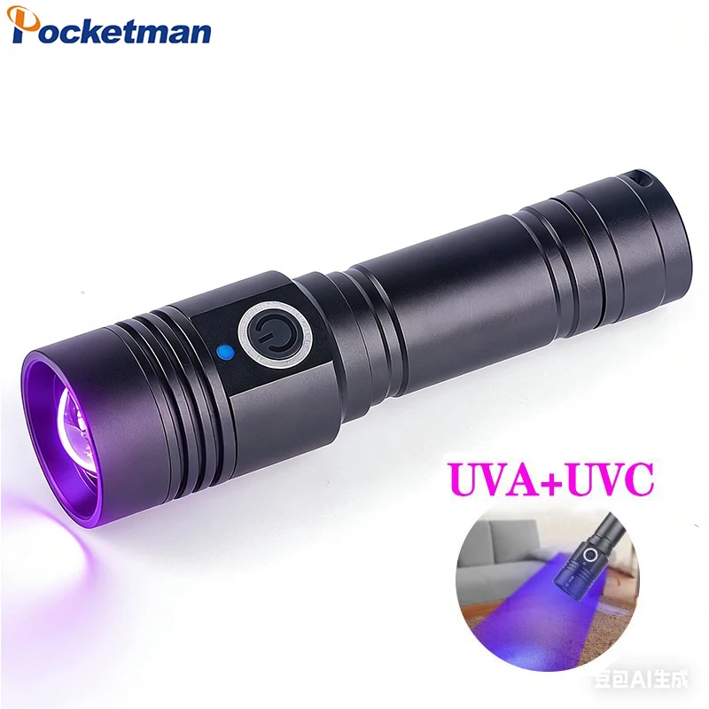 

UV LED Disinfection Flashlight Portable Handheld Rechargeable UV-C Sanitizer Flashlight for Home Travel and Personal Items