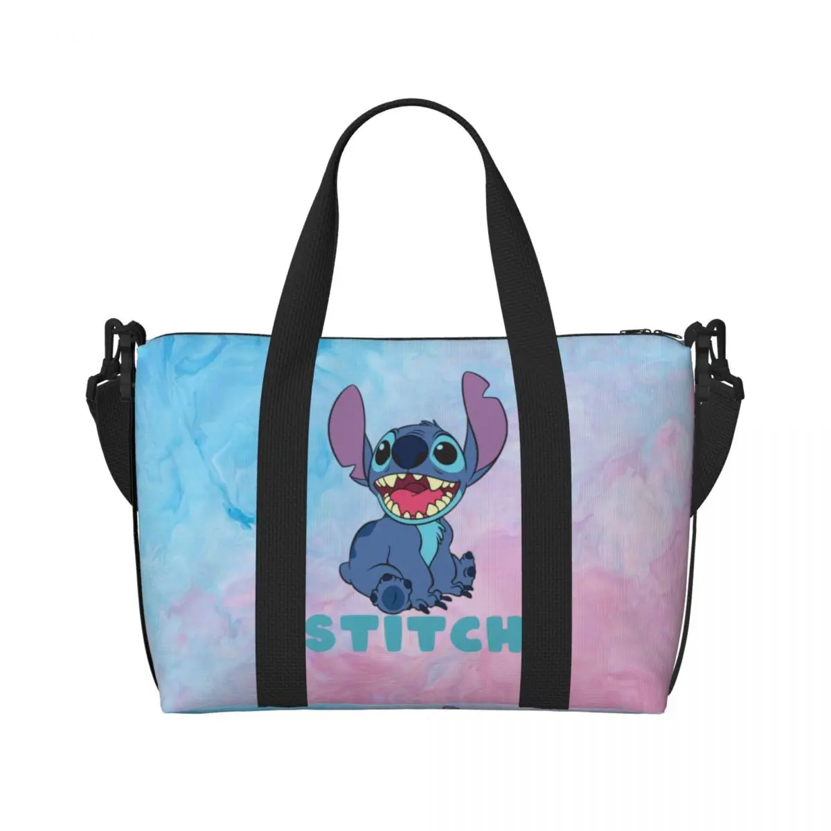 Custom Stitch Disney Cute Grocery Shopping Tote Bag Women Big Capacity Kawaii Beach Gym Travel Bags