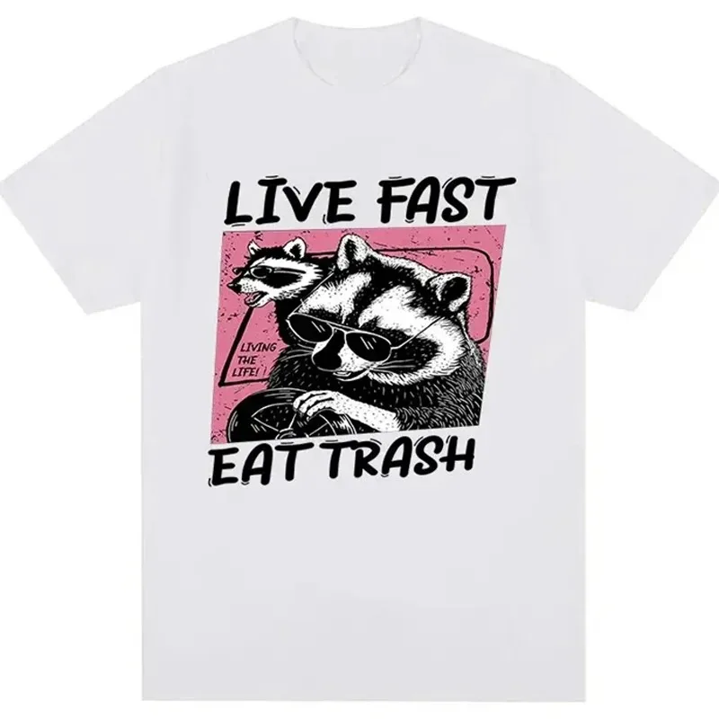 Living printed cotton T-shirt for men, loose and oversized clothing, soft and high-quality T-shirt for summer