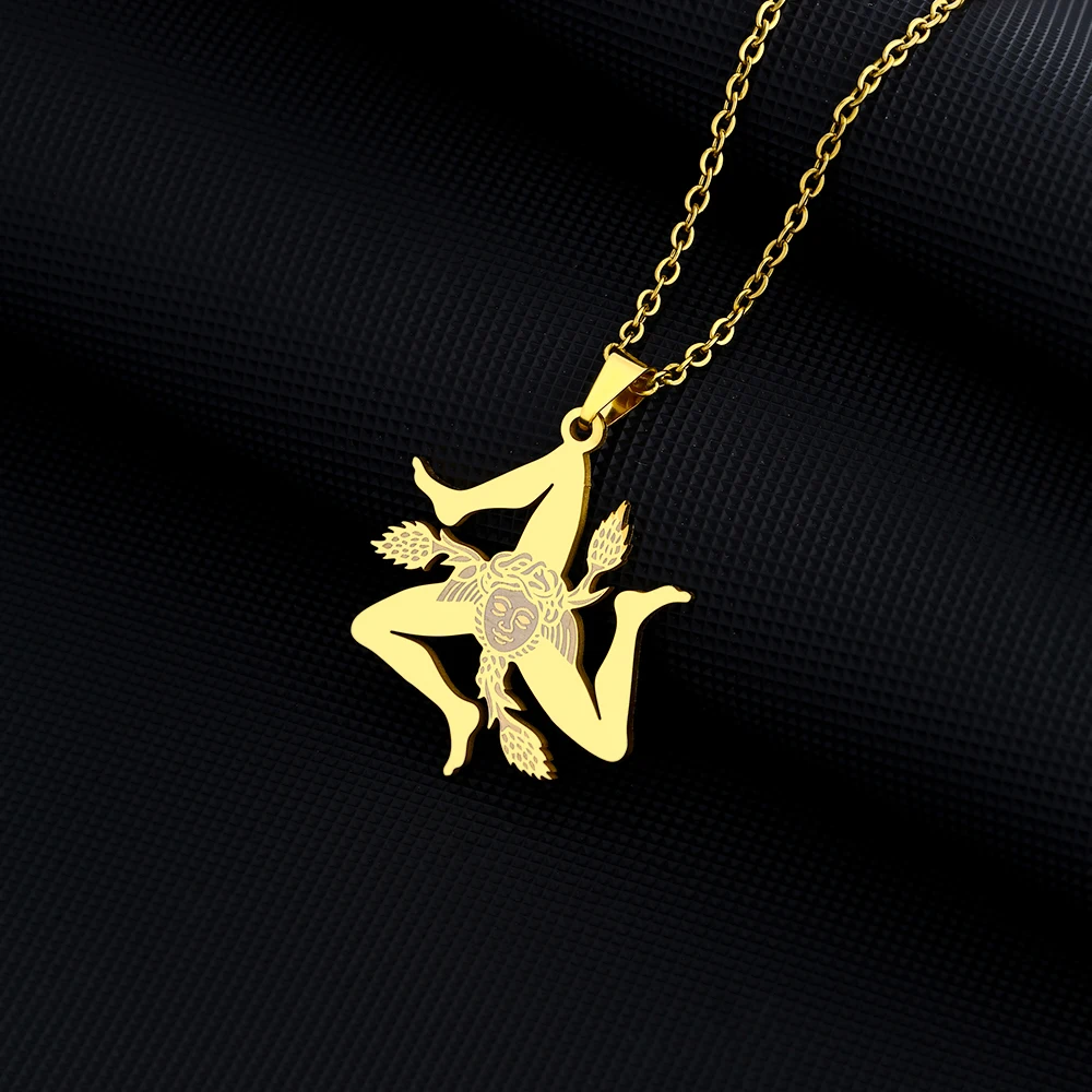 جديد إيطاليا صقلية العلم قلادة قلادة للنساء الرجال الذهب الفضة اللون الفولاذ المقاوم للصدأ الإيطالية صقلية مجوهرات الوطنية هدية #5