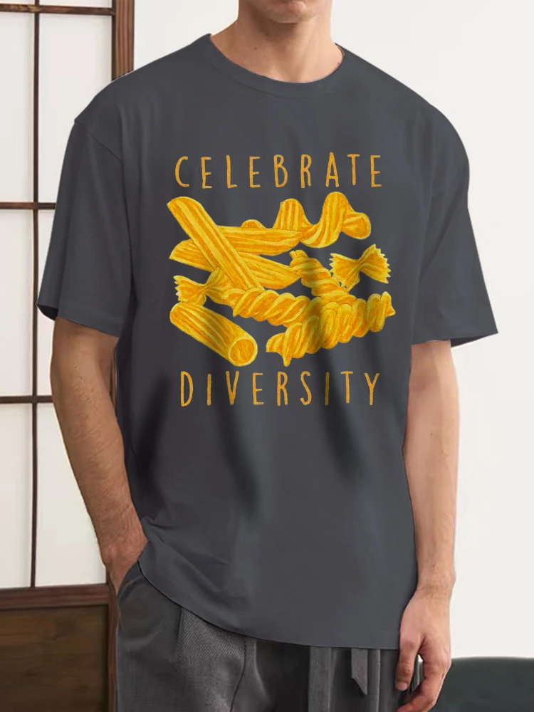 Spaghetti pattern-celebrating the diversity of spaghetti design-cotton breathable casual and interesting gourmet men's T-shirt.