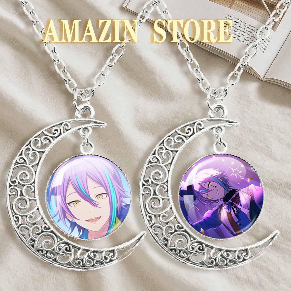 SEKAI Anime Wonderlands×Showtime Kamishiro Rui Shindai 20mm Glass Cabochon Pendant Moon Necklace Jewelry Fans Gift