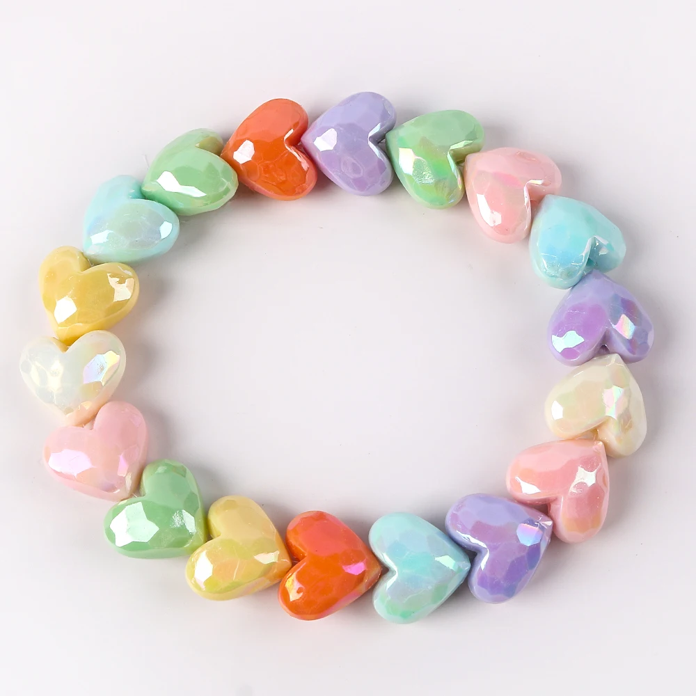 10pcs Acrylic Cut Love Heart Beads AB Color Large Crystal Loose Spacer Beads for Necklace Bracelet Pendant Jewelry Making