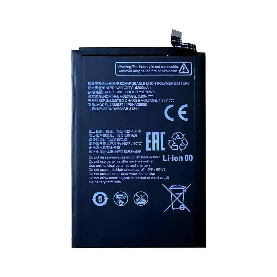 

Mobile Phone Battery 5200Mah For Zte V40 Vita Premium Replacement LI3852T44P8HA26650