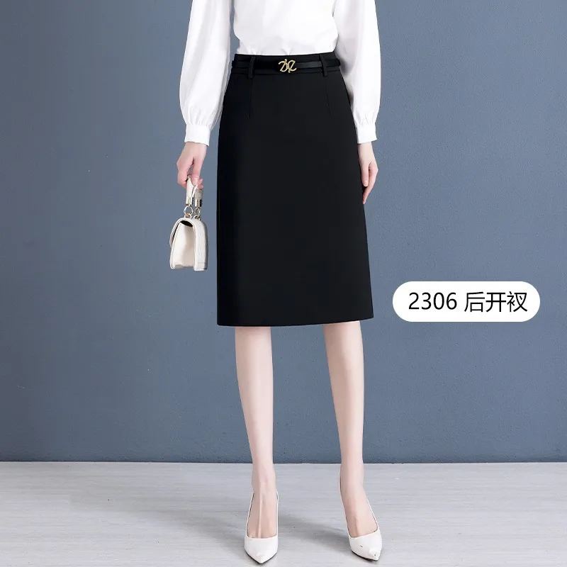 بدلة الربيع والصيف على شكل حرف A تنورة نسائية نصف تنورة عصرية متعددة الاستخدامات أنيقة متوسطة الطول للتخسيس