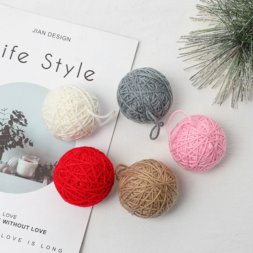 C4 5CM Creative Wool Ball Christmas Tree Pendant Wool Wrapped Thread Decoration Ball Window Christmas Pet Toy Party Decoration