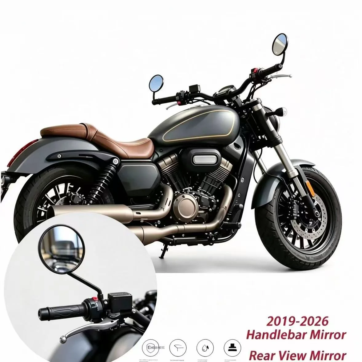 2025-2026 For CB650R MT-09 Model 7/8'' 22mm Motorcycle Bar End Mirrors Retro Handlebar Tip Rearview CNC Aluminum