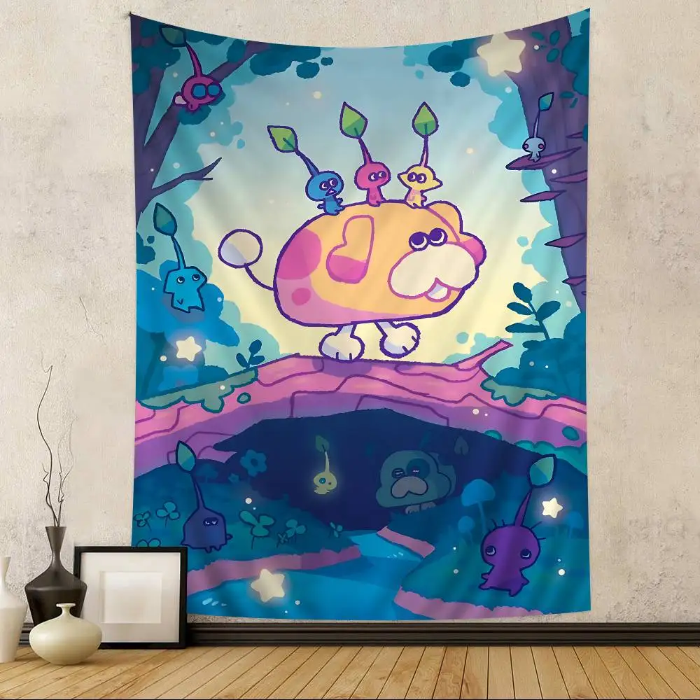 Animation P-PIKMIN Anime Tapestry Hanging Tarot Hippie Wall Rugs Dorm Home Decor