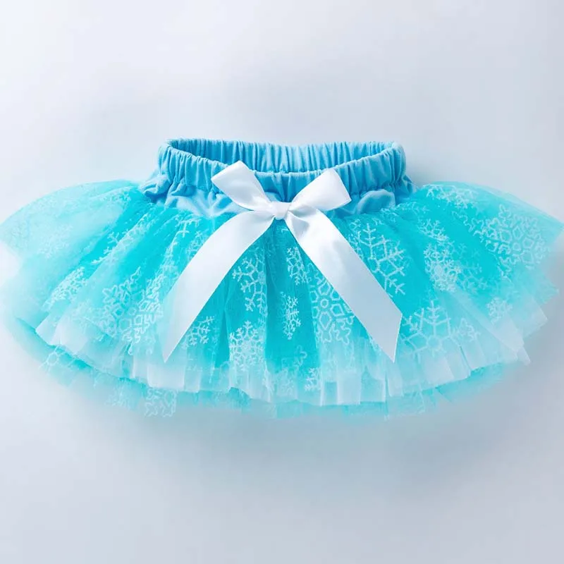 Blue Tulle Skirt Baby Girl Puffy Snowflake Princess Tutu Newborn Diapers Cover Infant Ballerina Pettiskirt Baby Summer Clothes