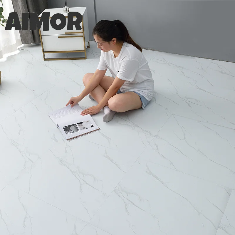 10 Piece Simulated Marble Tile Floor Sticker PVC Waterproof Self-adhesiver Living Room Toilet Kitchen Home Decor 3d Wall