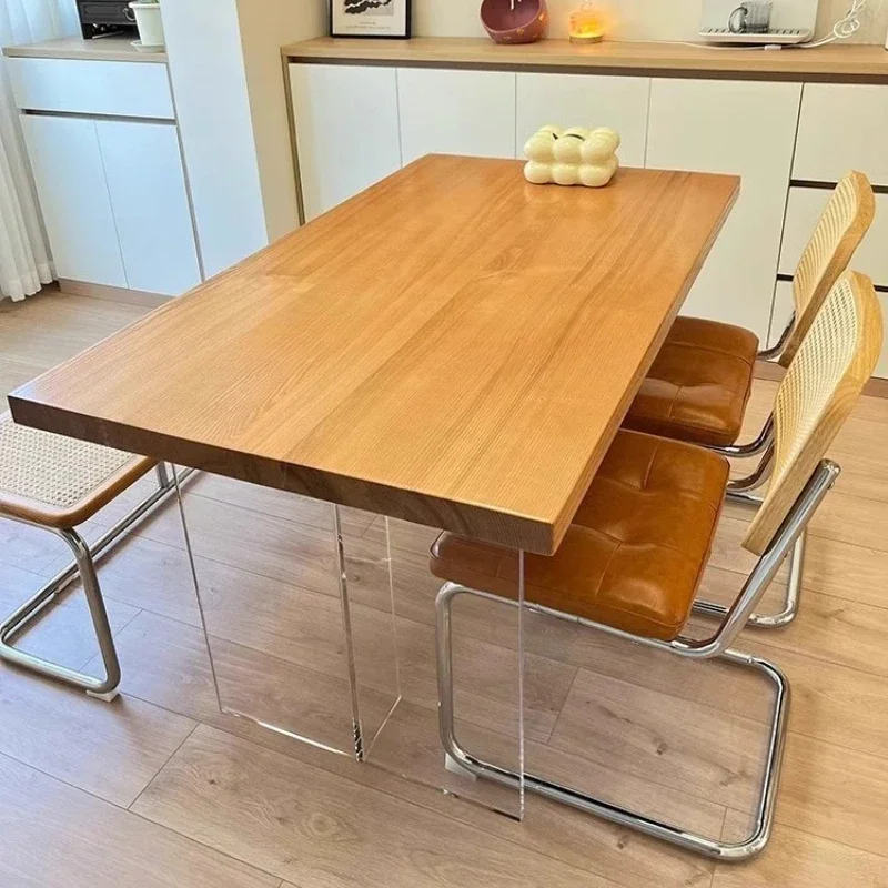 

All solid wood dining table table and chair combination household small apartment modern simple log large
