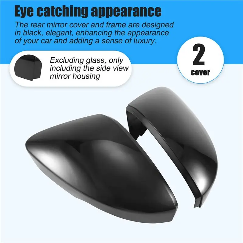 A13F-Glossy Black Car Rearview Mirror Covers Side Wing Mirror Caps For Skoda Octavia Mk3 A7 5E 2014-2019 For T-ROC