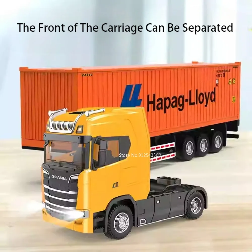 1:50 Scale Truck Transport Car Model Toy Metal Container Alloy Diecast Simulation Engineering Container Vehicle Models Boys Toys - view 3
