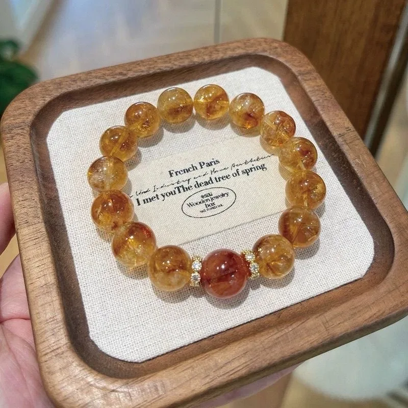 Natural Yellow Calcite Red Tiger Eye Crystal Energy Bracelet for Wealth Luck and Positive Vibes Chakra Balancing Jewelry Gift