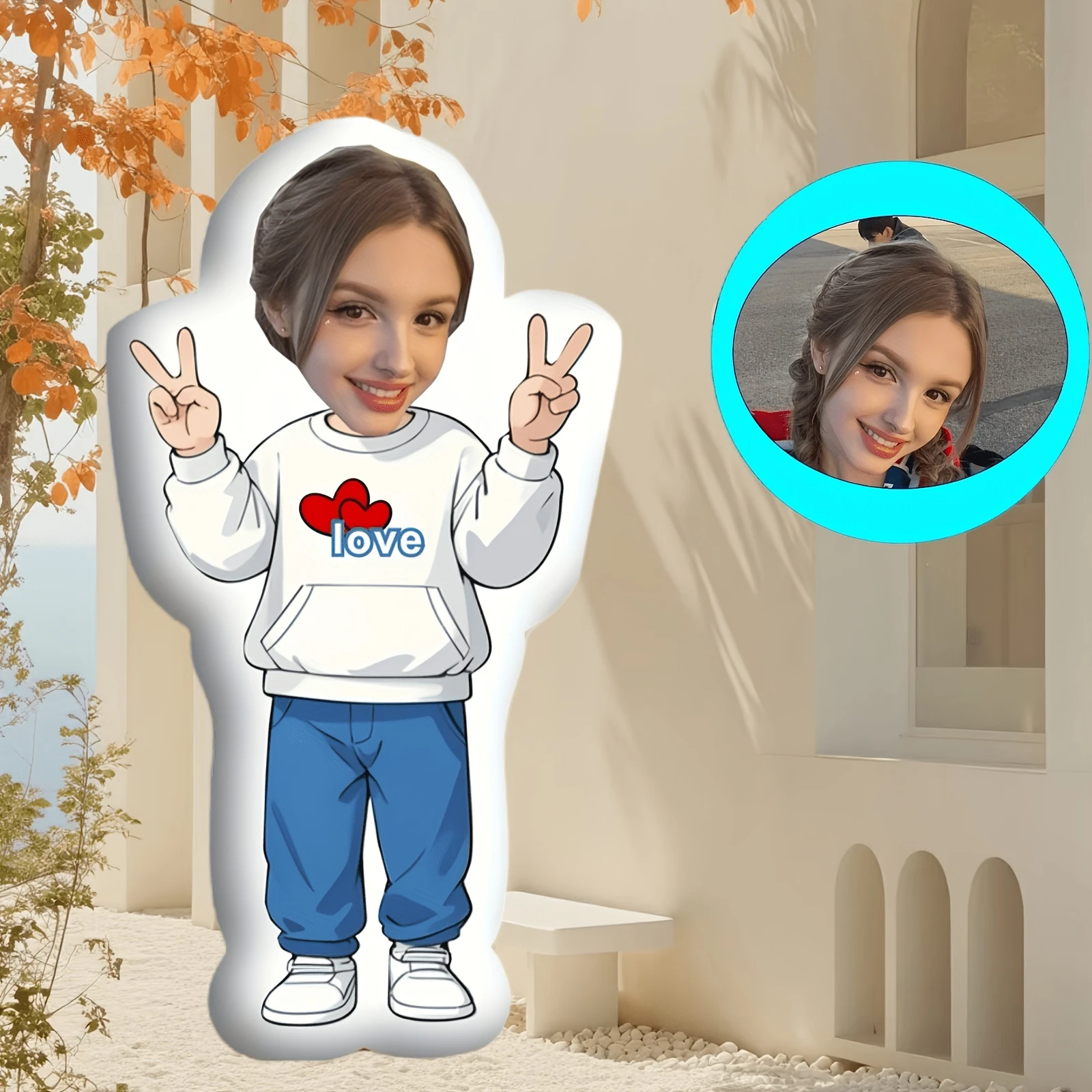 1PC Custom Face Cartoon Human Shaped Pillow Upload Your Photo Personalized Figure Plush Cushion Sofa Bedroom Birthday Gift