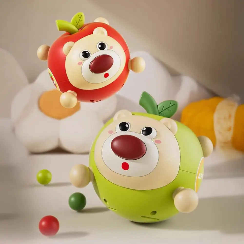 لعبة التنسيق بين اليد والعين لعبة بهلوان الطفل مع جرس على شكل حيوان عضاضة رولي بولي لعبة متذبذب الفاكهة لتطوير المحرك