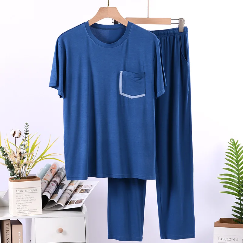 L-4XL بيجاما هومبر صالة مشروط قصيرة الأكمام بنطلون مجموعة جديد الربيع الصيف الرجال ملابس المنزل النوم رجل ملابس نوم منامة