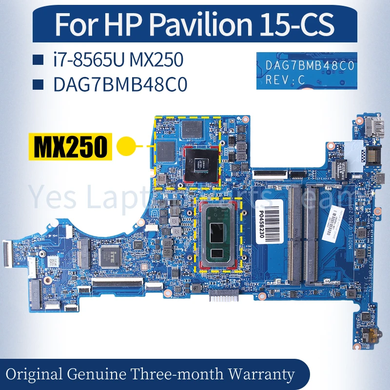 

DAG7BMB48C0 For HP Pavilion 15-CS Laptop Mainboard L50258-601 L50259-601 i7-8565U MX250 Notebook Motherboard