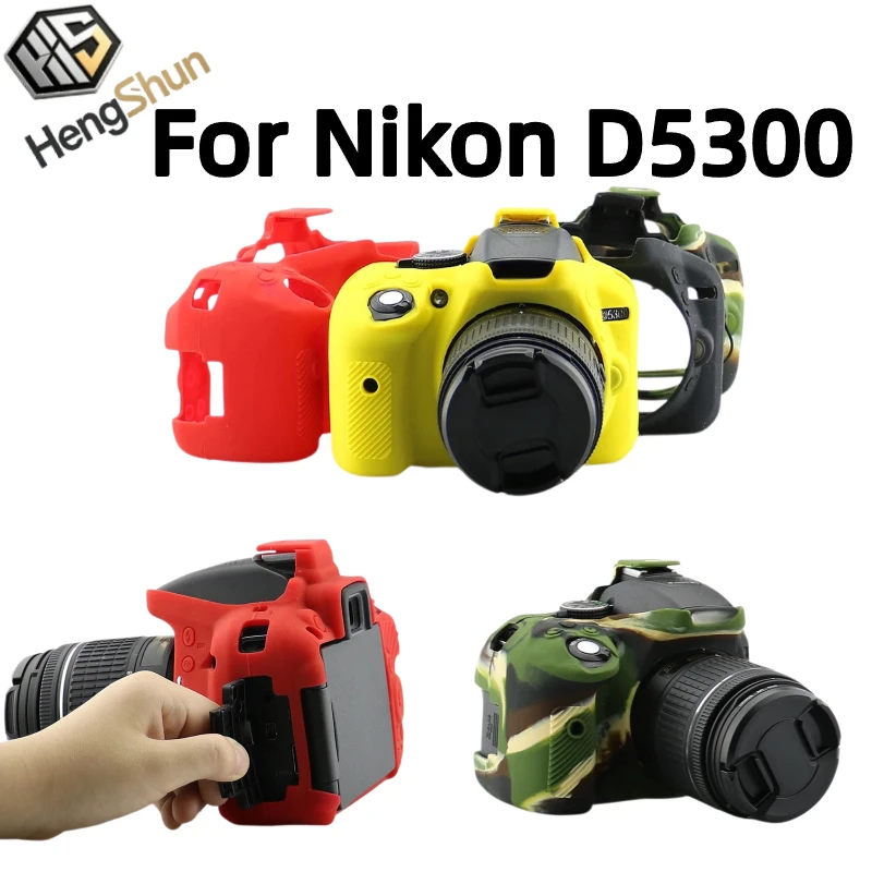 For Nikon D5300 Silicone Camera Case Shockproof Anti‑Scratch Soft Protective Cover With Free Tempered Glass Screen Protector