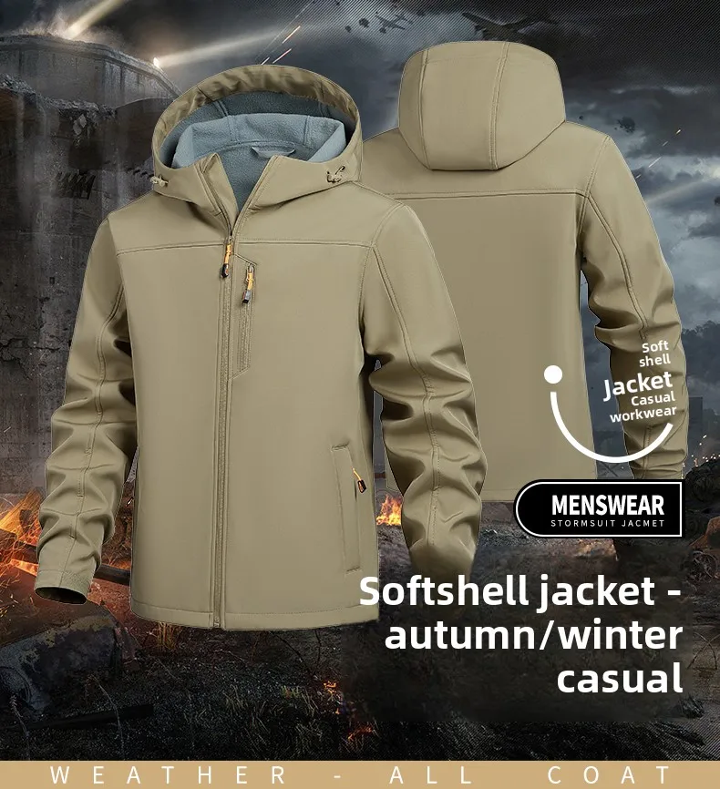 

2026 Men's Waterproof Fleece Hiking Jackets Windproof Warm Softshell Camping Climbing Fishing Thermal Windbreaker Outdoor Male