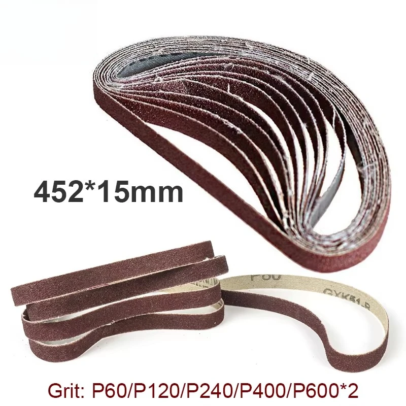 10PCS/Set Sanding Belts 60-600 Grits Sandpaper Abrasive Bands For Belt Sander Abrasive Tool Wood Soft Metal Polishing  425*15mm