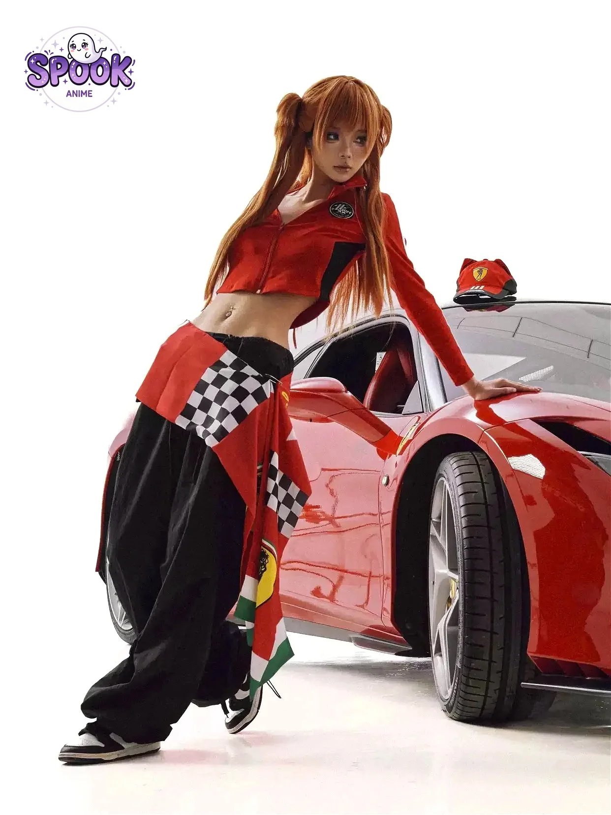 Anime Cosplay Red - Red Short Jacket Racing Anime Asuka