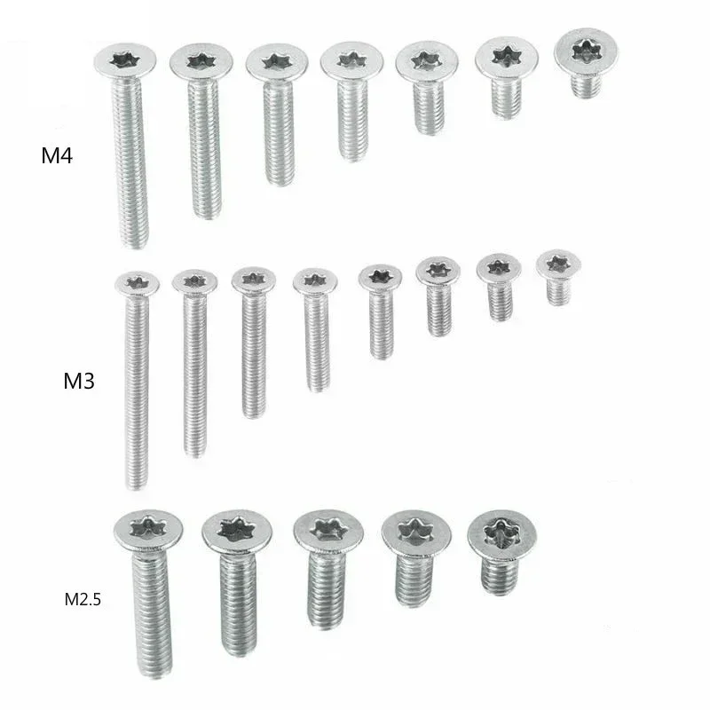 M 2.5 M3 M4 304 A2-70 Thép Không Gỉ 304 Torx Đầu Dẹp Countersunk Vít 6 Thùy Bu Lông Máy Vít