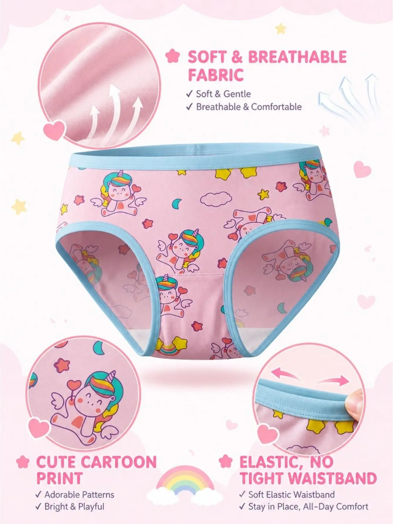 ZEKSAF Kids Girls Briefs 16 Pack Cute Unicorn & Swan Print Soft and Seamless Girls Underwears - view 3