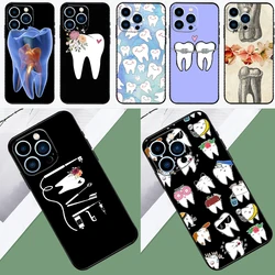 Dentist Tooth Pattern Phone Case For iPhone 15 14 13 12 11 Pro Max XS X XR SE2 7 8 Plus 13 12 Mini Cover Coque