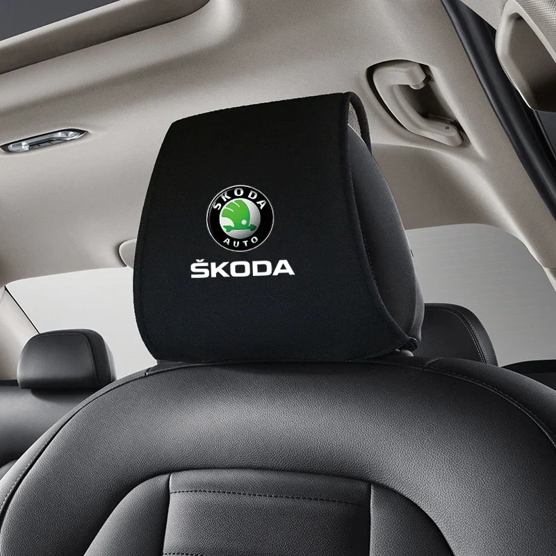Car Headrest Cover Auto Head Pillow Pillowcase Car Sticker For Skoda SUPERB RAPID KAROQ FABIA YETI Octavia KAMIQ KODIAQ