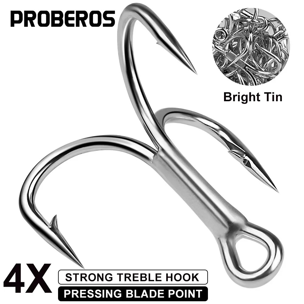 Luya Sanben Hook4x Reinforced Anchor Hook 4X Reinforced Tin Anti Rust Three Claw Hook Long Throw Fake Bait Fish Hook10Pieces/box