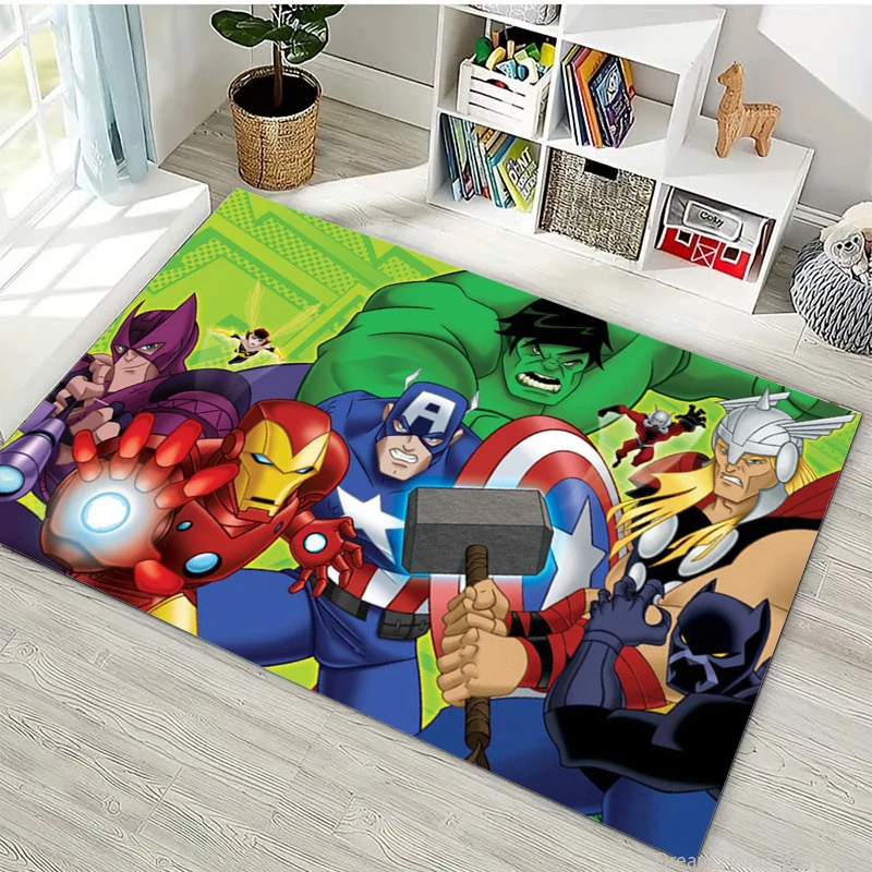 Disney Cartoon Marvel-Avengers Superhero Printed Area Rugs Carpet for Living Room Kid's Bedroom Sofa Doormat Non-slip Floor mat