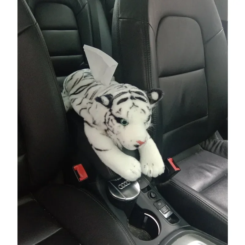 

1pc 46CM Simulation Tiger & Leopard Tissue Box Plush Toys Stuffed Animal Dolls for Room Car Sofa Paper Holder Napkin Case Gifts