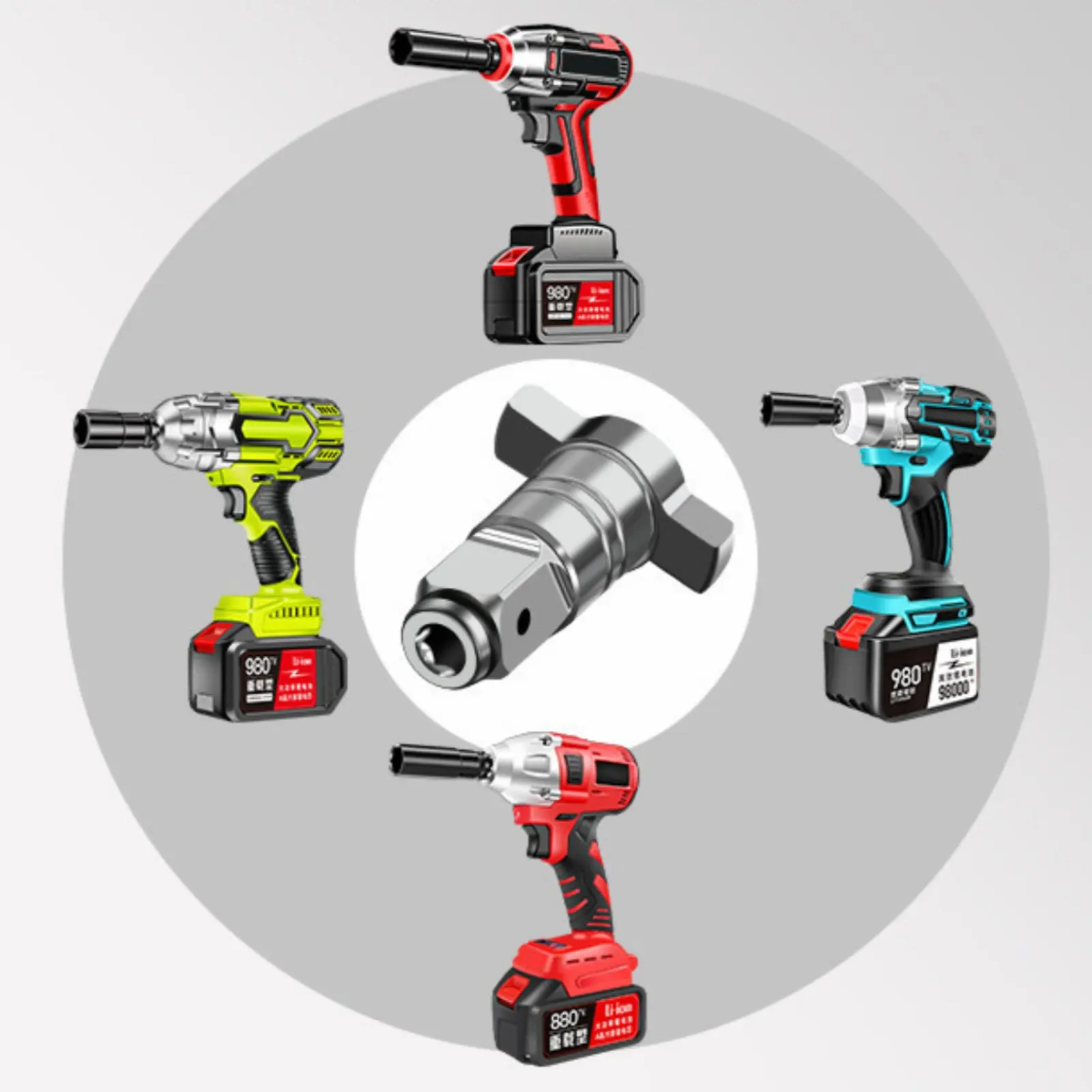 Square to Hex Adapter Heavy Duty Electric Wrench Adapter Socket Converter High Rotational Force Tool Accessory Rust Resistant view 2