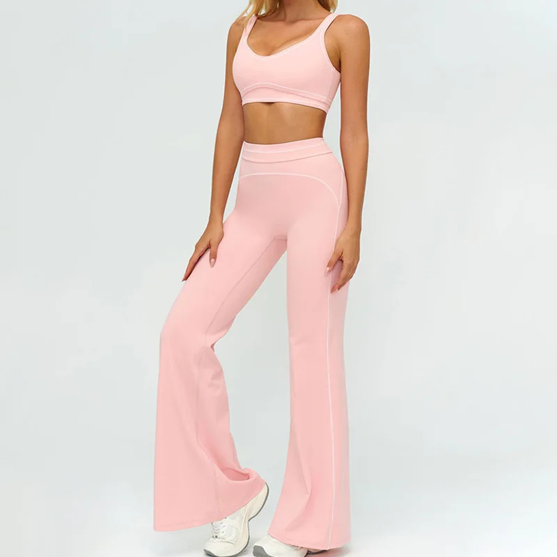 TRY TO BN Women's Tracksuit Yoga Sets Sports Vest Contrasting Color High Waisted Leggings Fitness Two Pieces Running Gym Clothes
