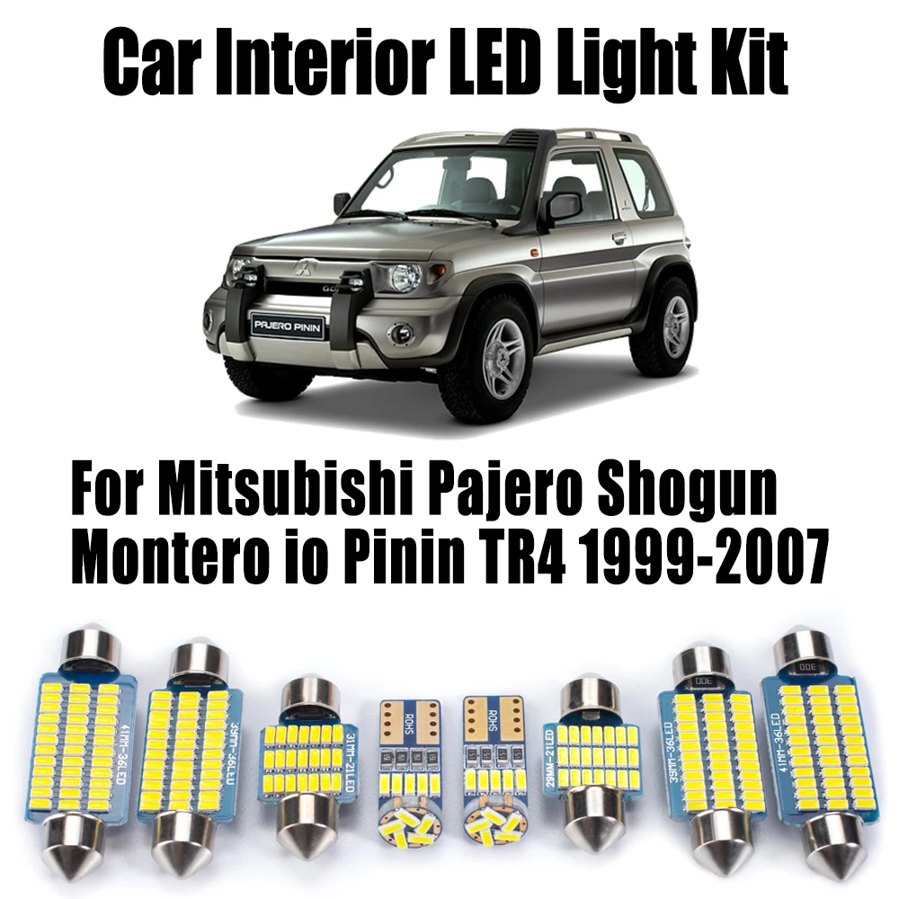 11 peças para mitsubishi pajero shogun montero io pinin tr4 1999-2006 2007 lâmpada de teto do carro canbus led mapa interior kit de luz cúpula