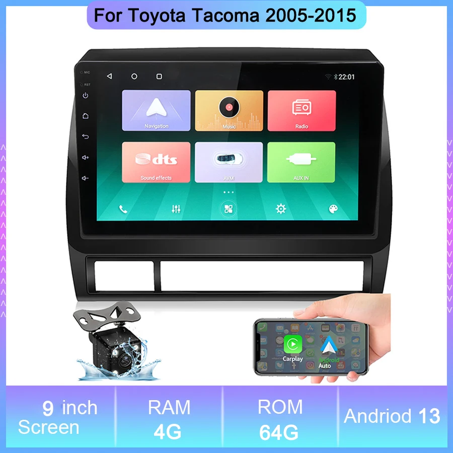 

Автомобильный радиоприемник Qualcomm, 9 дюймов, Android 13, для Toyota Tacoma 2005-2015, мультимедиа, GPS-навигация, аудиоприемник, видеоплеер, экран