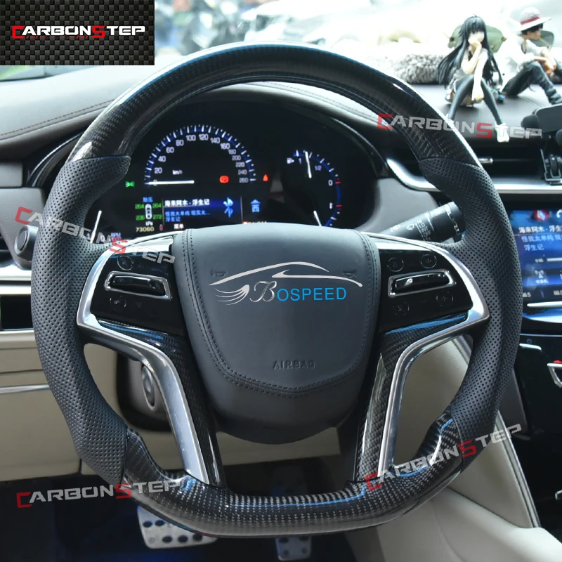 Suede Leather Carbon Fiber Led Steering Wheel For Cadillac ATS V CTSV CTS V CT6 ATS Sports Racing Cars Forged Heated Custom