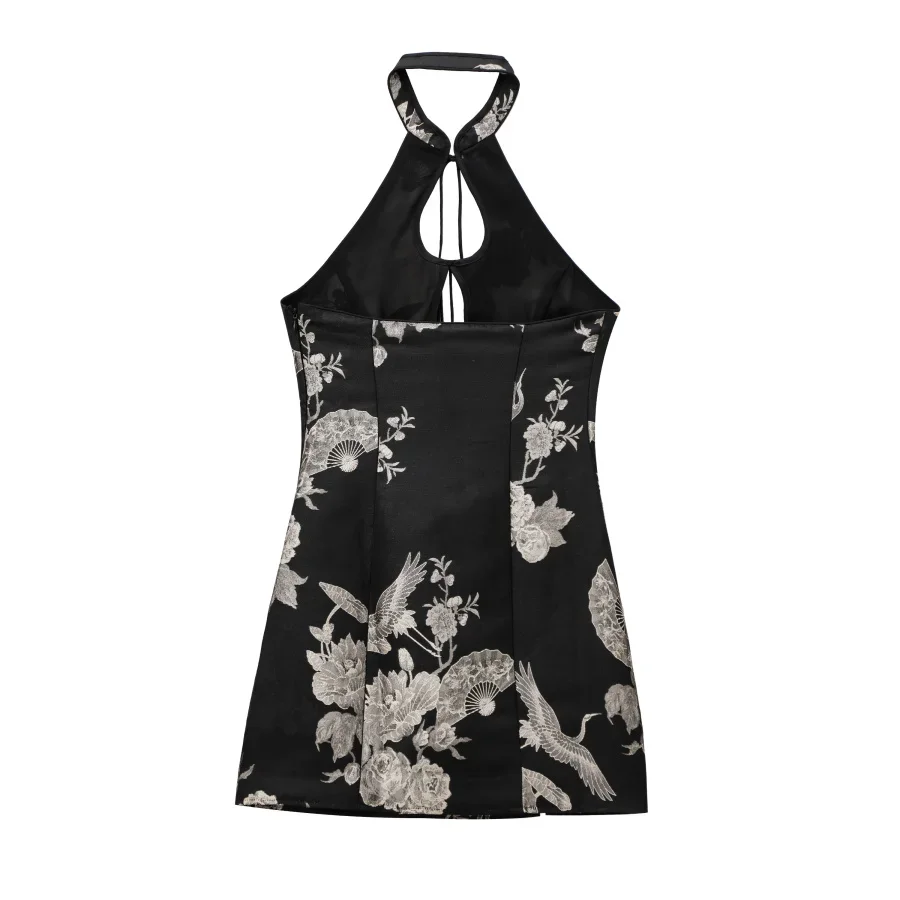 Vestido feminino pop para o inverno, novo, sexy, estilo chinês, cetim, tecido jacquard, fino, curto, estilo cheongfrok, mini vestido de festa