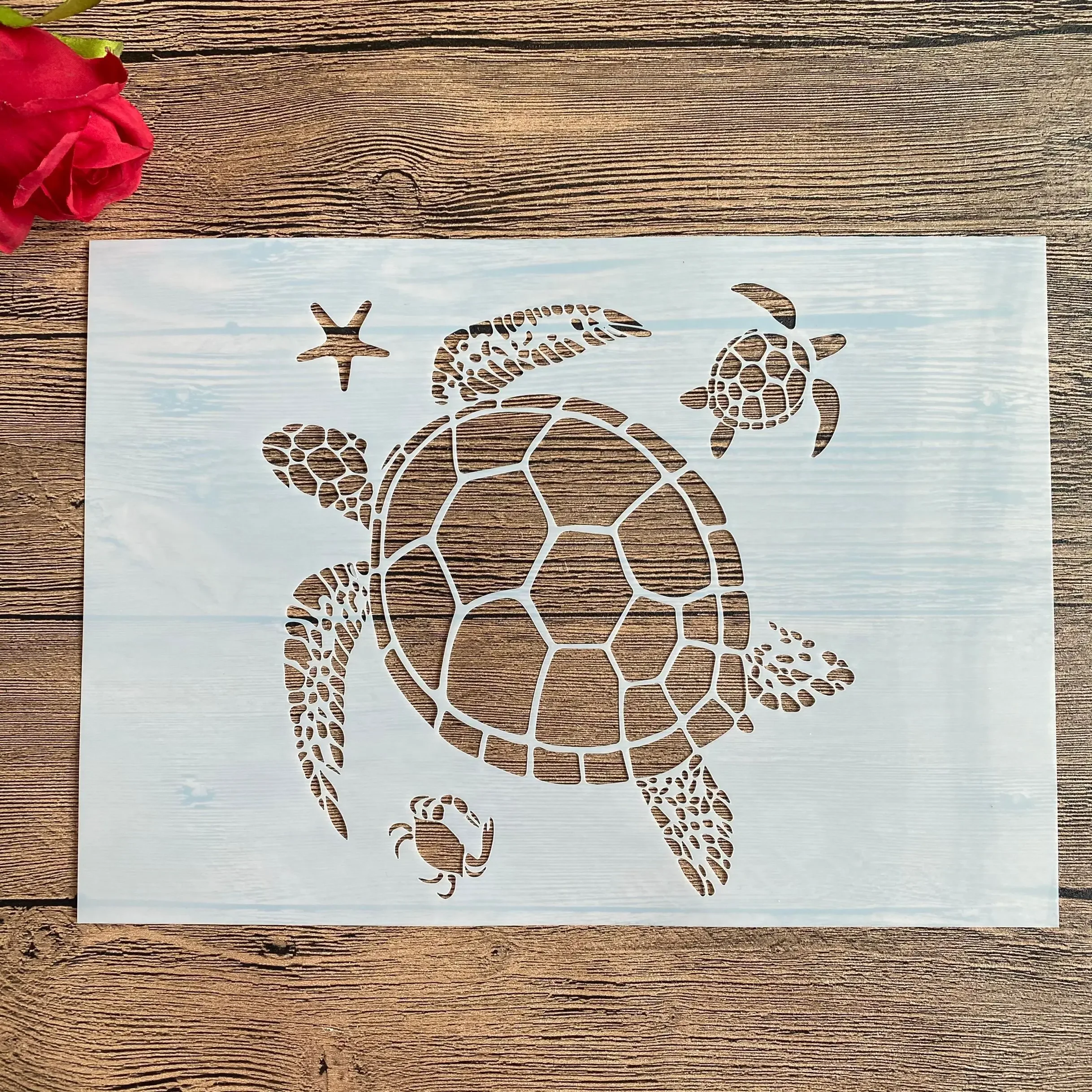 

A4 29 *21cm DIY Stencils Wall Painting Scrapbook Coloring Embossing Album Decorative Paper Card Template,wall animal sea turtle