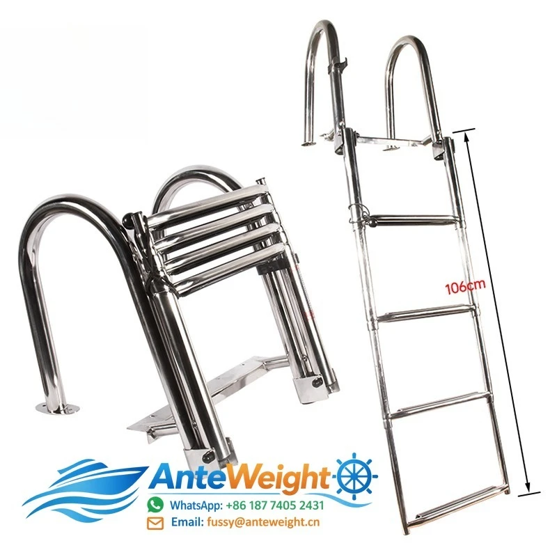 Marine 3 Step Nonslip Swim Ladder Marine Yacht Boat Stainless Steel Telescopic Ladders