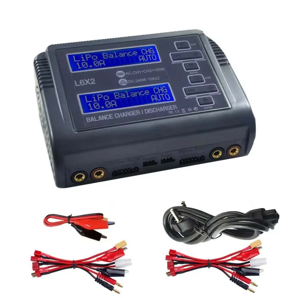SmCpHTRC L6X2 Duo 10A Lipo Charger AC 150W DC 240W RC Balance Discharger For1-6S Li-ion LiFe NiCd NiMH LiHV PB Smart Battery Cha