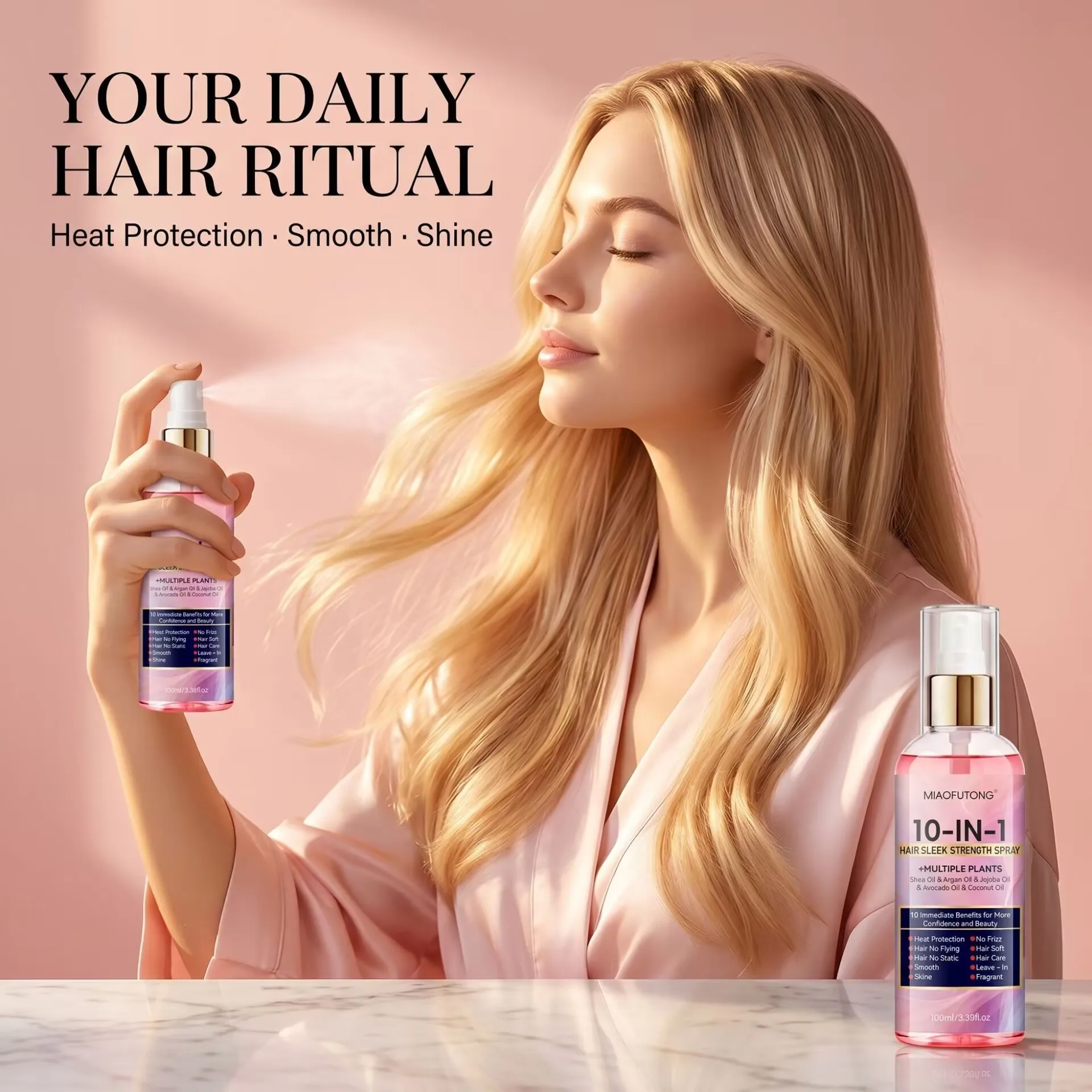 10 IN 1 No-Rinse Hair Care Spray for Repairing Dry Hair, Smoothing, Moisturizing, and Styling