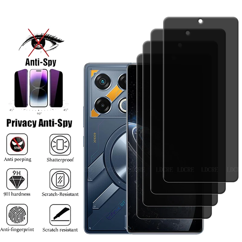 4Pcs For Infinix GT 20 Pro Glass For Infinix GT 20 Pro Screen Protector 9H HD Anti-Spy Privacy Tempered Glass Infinix GT 20 Pro